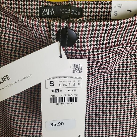 NWT Zara Houndstooth High Rise Leggings Size Small - Picture 8 of 9